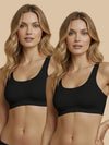 HSB#005 Padded Sports Bra - Black and Black Combos - 2 Pcs Pack