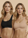 HSB#005 Padded Sports Bra - Skin and Black Combos - 2 Pcs Pack