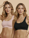 HSB#005 Padded Sports Bra - Pink and Black Combos - 2 Pcs Pack