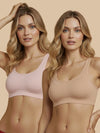 HSB#005 Padded Sports Bra - Pink and Skin Combos - 2 Pcs Pack