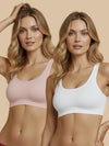 HSB#005 Padded Sports Bra - Pink and White Combos - 2 Pcs Pack