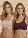 HSB#005 Padded Sports Bra - Wine and Pink Combos - 2 Pcs Pack
