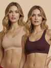 HSB#005 Padded Sports Bra - Wine and Skin Combos - 2 Pcs Pack
