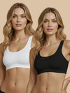 HSB#005 Padded Sports Bra - Black and White Combos - 2 Pcs Pack