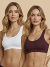 HSB#005 Padded Sports Bra - Wine and White Combos - 2 Pcs Pack