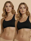 HSB#014 Active Slip On Bra - Black and Black - 2 Pcs Pack