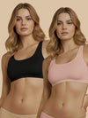 HSB#014 Active Slip On Bra - Pink and Black Combos - 2 Pcs Pack