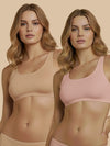 HSB#014 Active Slip On Bra - Pink and Skin Combos - 2 Pcs Pack