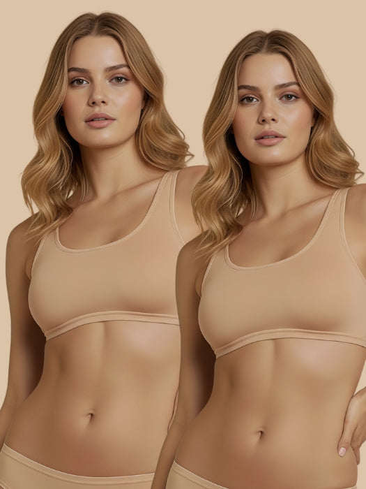 HSB#014 Active Slip On Bra - Skin and Skin Combos - 2 Pcs Pack