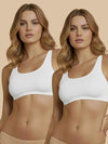 HSB#014 Active Slip On Bra - White and White - 2 Pcs Pack