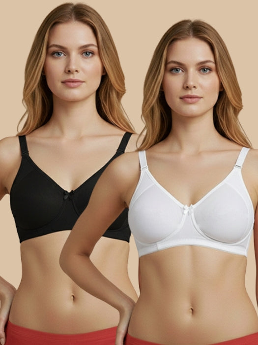 HSB#023 Side Support Bra - Black and White Combos - 2 Pcs Pack
