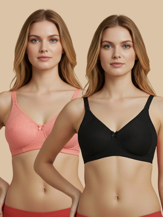 HSB#023 Side Support Bra - Pink and Black Combos - 2 Pcs Pack