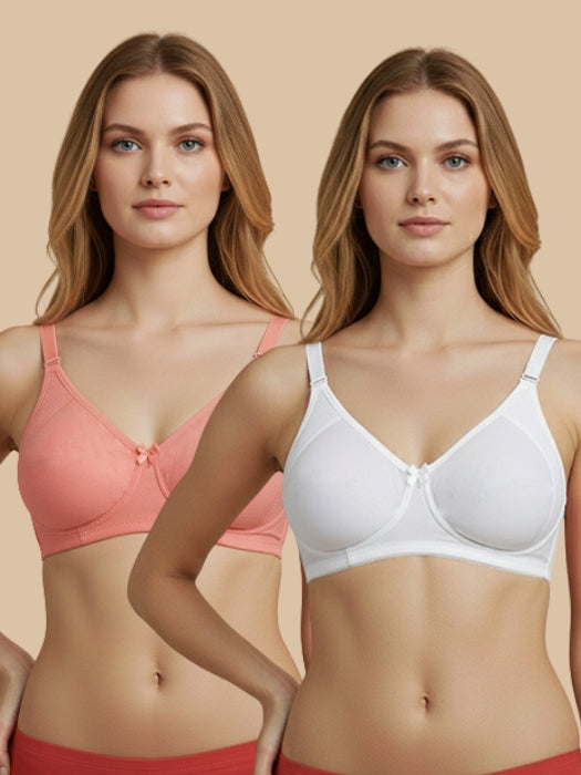 HSB#023 Side Support Bra - Pink and White Combos - 2 Pcs Pack