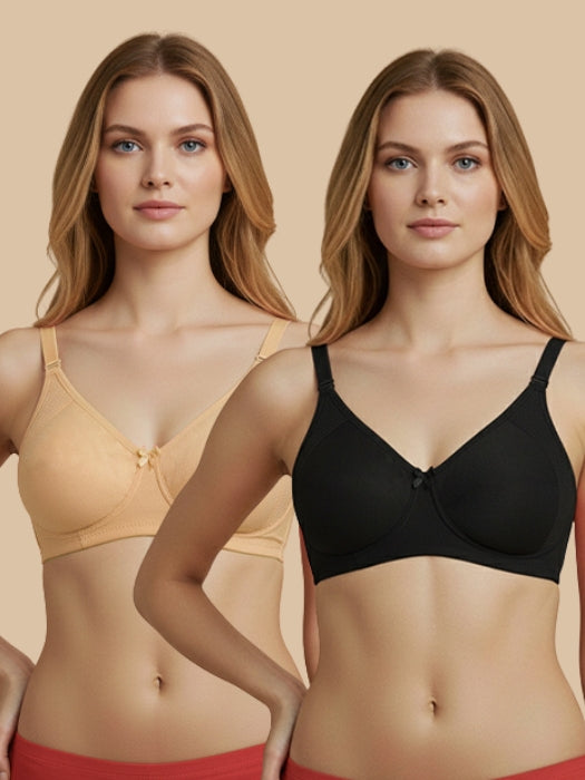 HSB#023 Side Support Bra - Skin and Black - 2 Pcs Pack