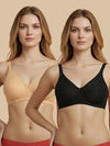 HSB#023 Side Support Bra - Skin and Black - 2 Pcs Pack