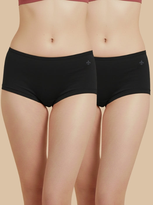 #644 Boyleg - Shorty - Black and Black Combos - 2 Pcs Pack