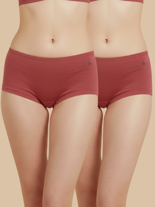 #644 Boyleg - Shorty - Coral  and Coral - 2 Pcs Pack