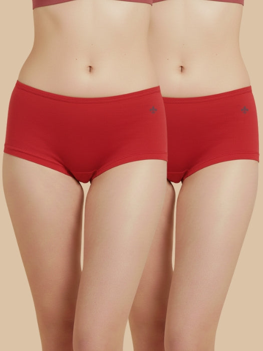 #644 Boyleg - Shorty - Red and Red Combos - 2 Pcs Pack