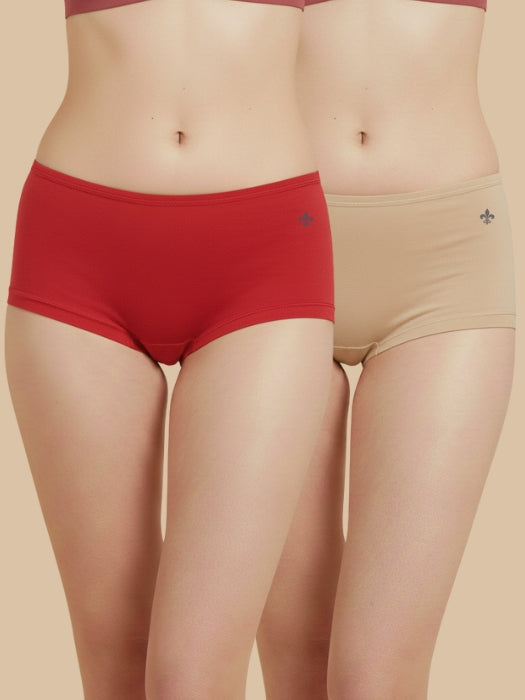 #644 Boyleg - Shorty - Red and Skin Combos - 2 Pcs Pack