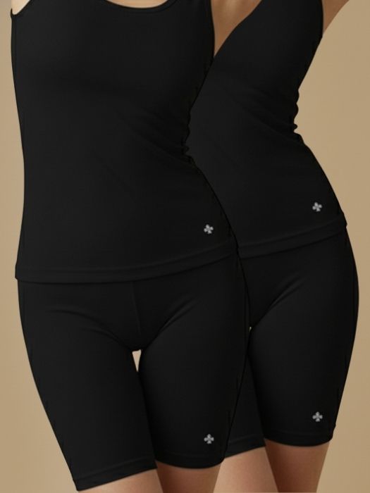 #653 Cycling Shorts - Black and Black Combos - 2 Pcs Pack