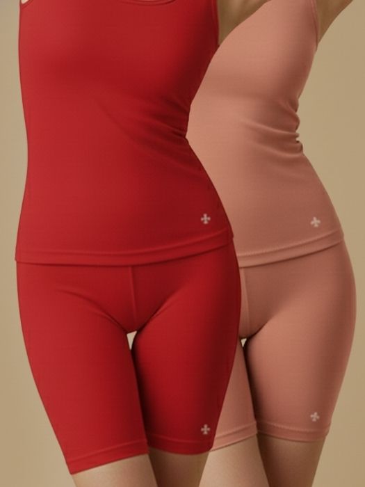 #653 Cycling Shorts - Red and Coral Combos - 2 Pcs Pack