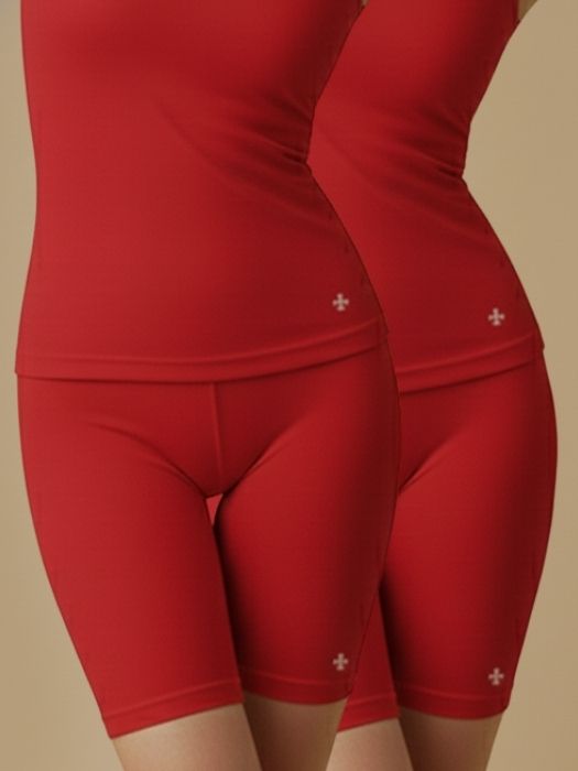 #653 Cycling Shorts - Red and Red - 2 Pcs Pack