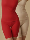 #653 Cycling Shorts - Red and Skin Combos - 2 Pcs Pack