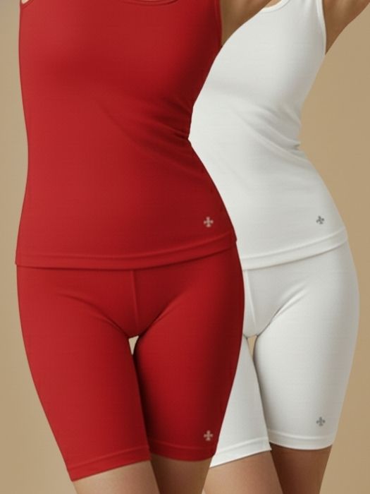 #653 Cycling Shorts - Red and White Combos - 2 Pcs Pack