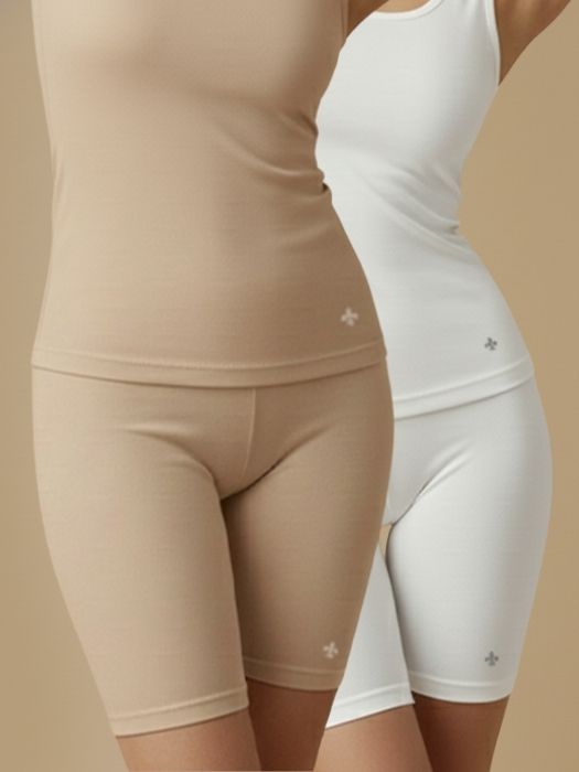 #653 Cycling Shorts - Skin and White Combos - 2 Pcs Pack