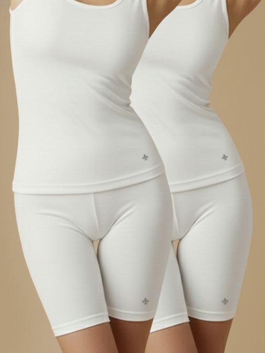 #653 Cycling Shorts - White and White Combos - 2 Pcs Pack