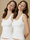 #671 Tank Top - Slip - White and White Combos - 2 Pcs Pack