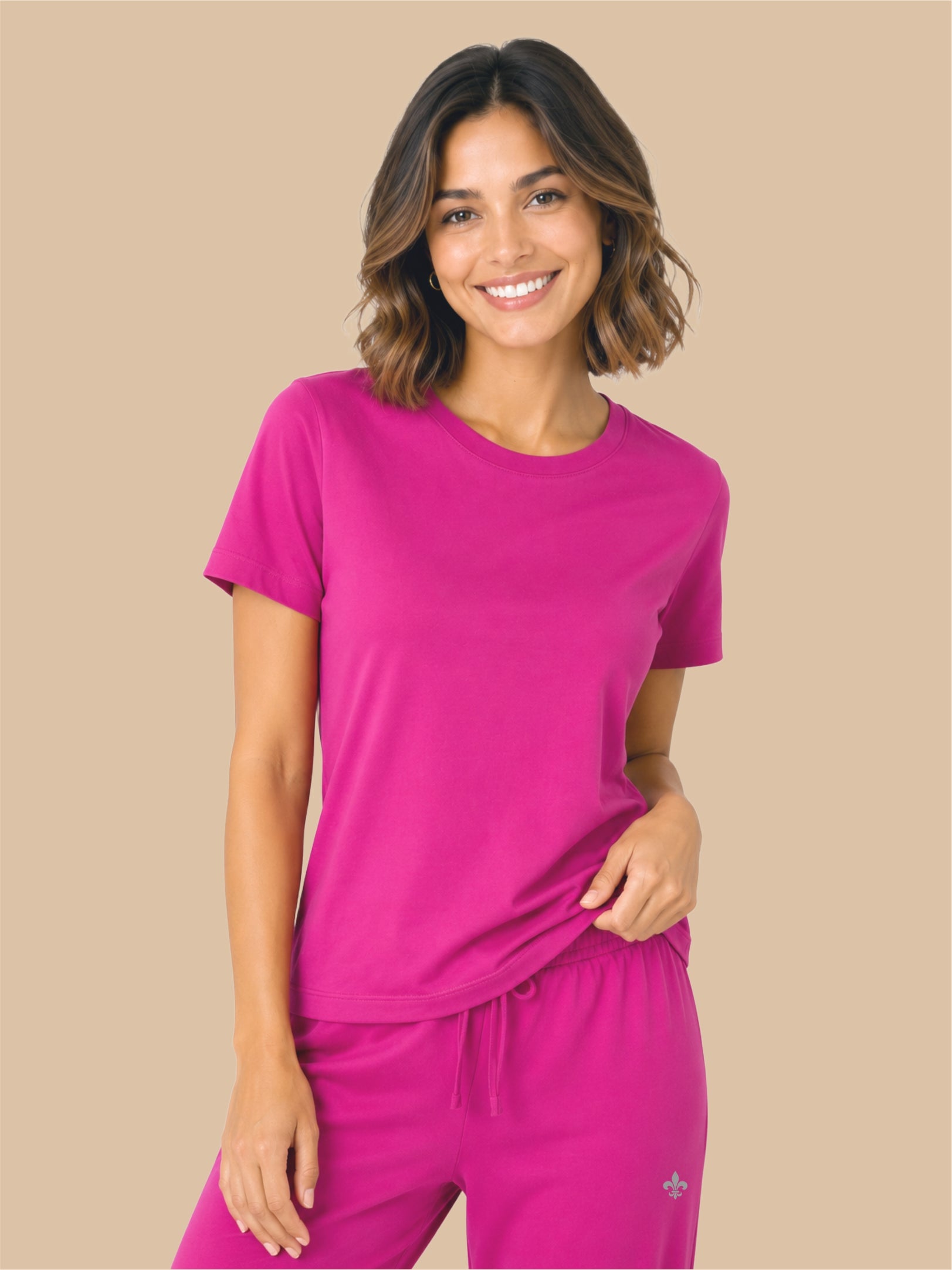 #725 Premium Top & Pyjama Set - Fushia - 1 Piece Set