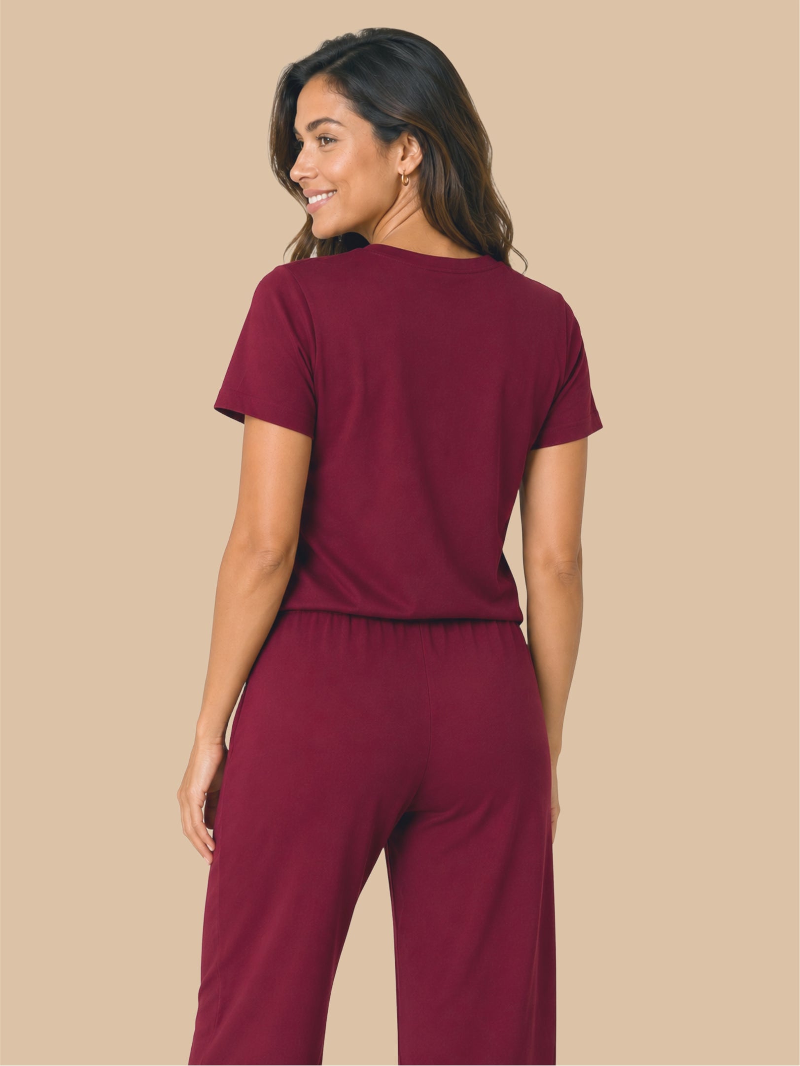 #725 Premium Top & Pyjama Set - French Wine - 1 Piece Set