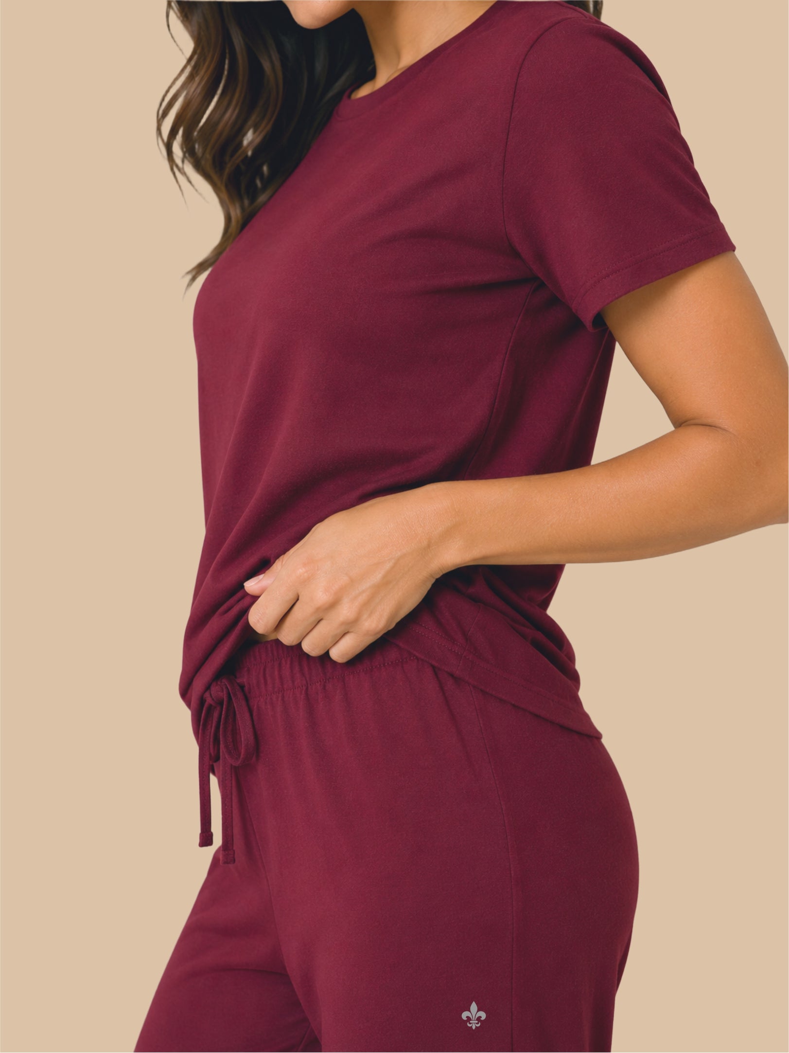 #725 Premium Top & Pyjama Set - French Wine - 1 Piece Set