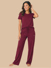 #725 Premium Top & Pyjama Set - French Wine - 1 Piece Set