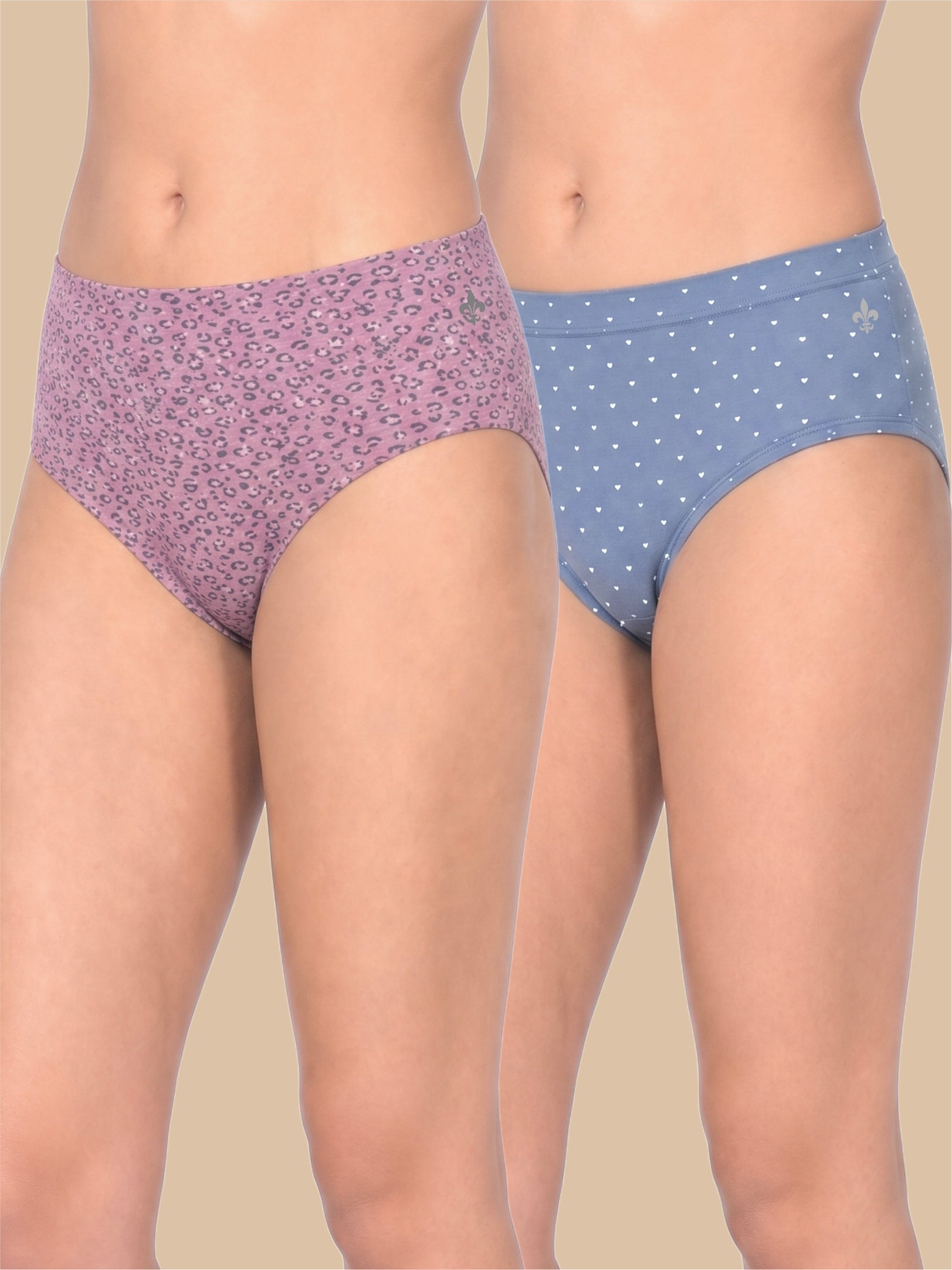 #806 Panties IE High Waist - Pink and Denim Blue - 2 Pcs Pack