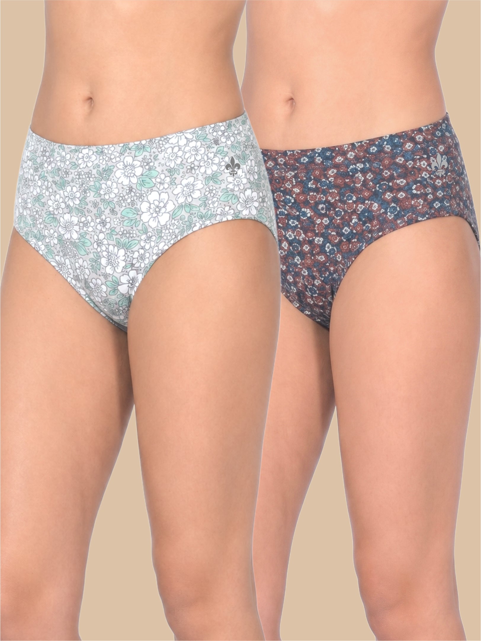 #806 Panties IE High Waist - White and Navy - 2 Pcs Pack