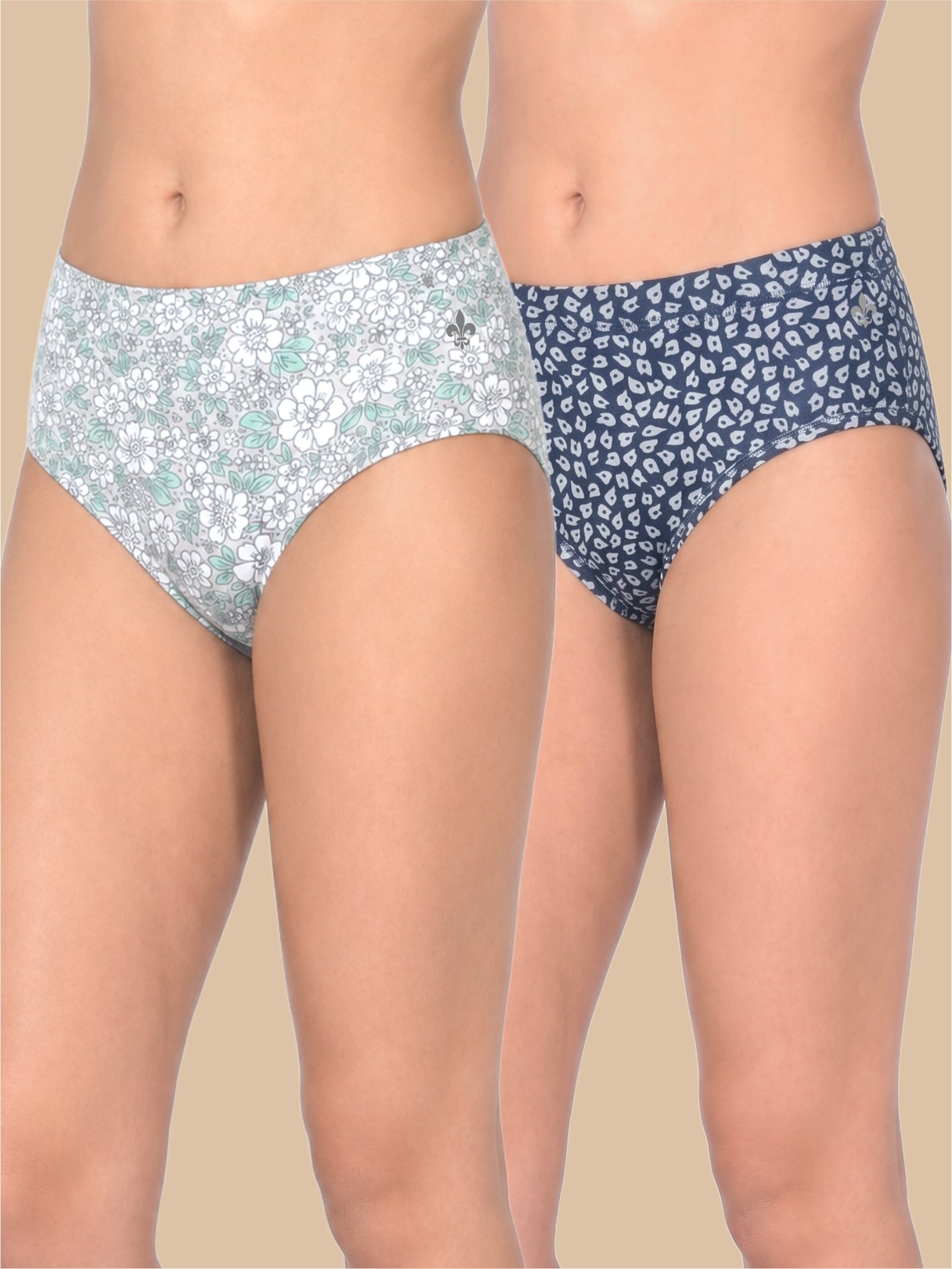 #806 Panties IE High Waist - White and Royal Blue - 2 Pcs Pack