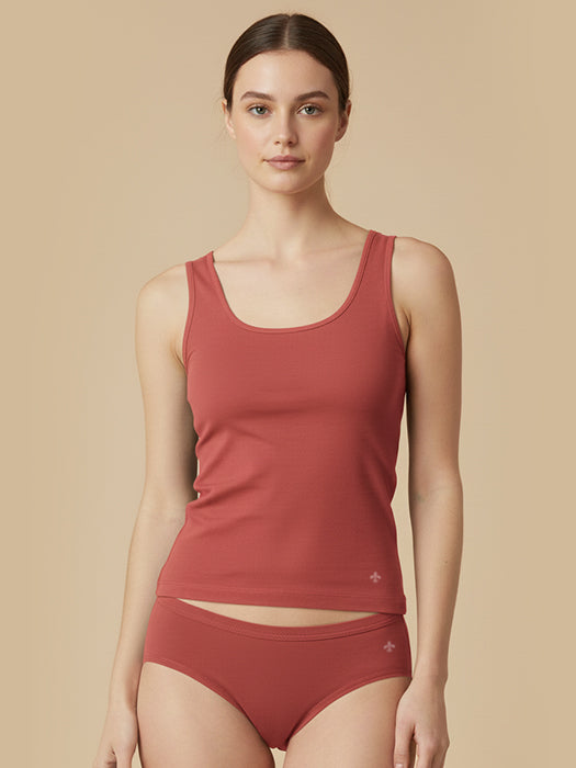 #671 Tank Top - Slip - Coral and White Combos - 2 Pcs Pack