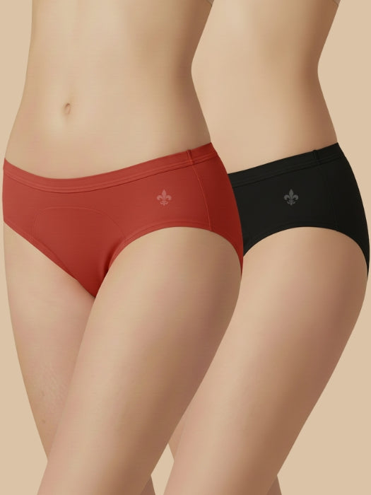 #635 Periods - Panty - Coral and Black - 2 Pcs Pack