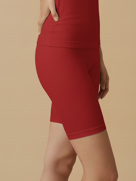 #653 Cycling Shorts - Red and Skin Combos - 2 Pcs Pack